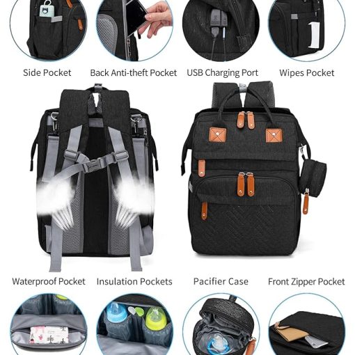 Black Diaper Bag Backpack_2