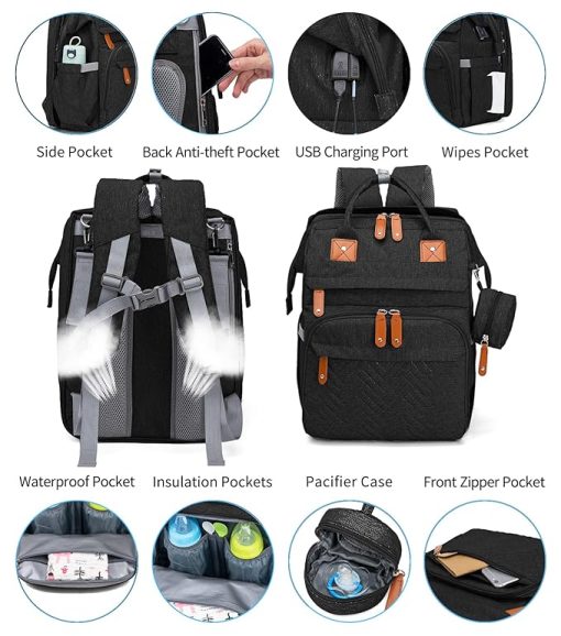 Black Diaper Bag Backpack_2