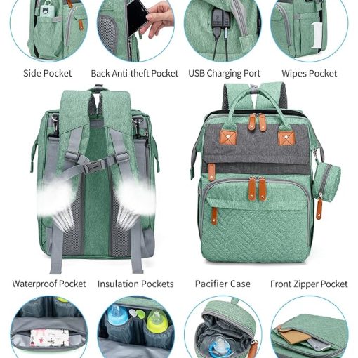 Best Mommy Diaper Bag Backpack Green Sale_2