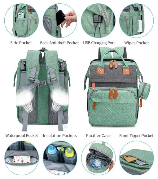 Best Mommy Diaper Bag Backpack Green Sale_2